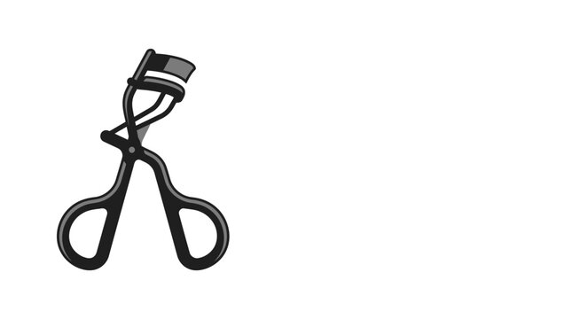 Close up of black eyelash curler tool isolated on white background