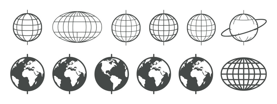 Globes And Planetary Spheres A Vector Illustration Collection sphere