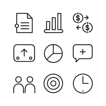 Business people, human resources, office management - thin line web icon set. Outline icons collection. Simple vector illustration