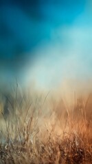 Fototapeta premium A serene abstract image features a field of grass with a blurred blue sky background. Perfect for conveying peace, nature, and dreamlike qualities. Use it for backgrounds, creative projects, and more.