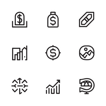 Business people, human resources, office management - thin line web icon set. Outline icons collection. Simple vector illustration