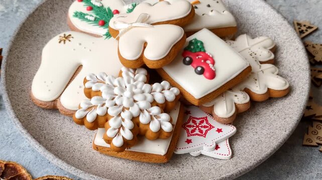 Gingerbread as a Christmas staple, sweet biscuits for the holiday table. Gingerbread as a backdrop	
