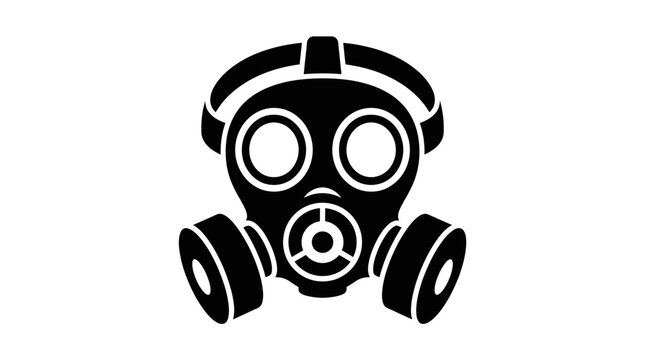 Gas mask silhouette against a white background monochrome protective equipment