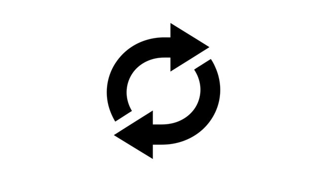 Circular arrow icon with counter clockwise and clockwise directions flat style