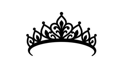 Black silhouette of a decorative tiara against a white background © Kobita