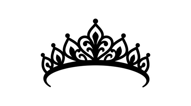 Black silhouette of a decorative tiara against a white background