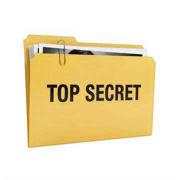 A yellow folder labeled top secret