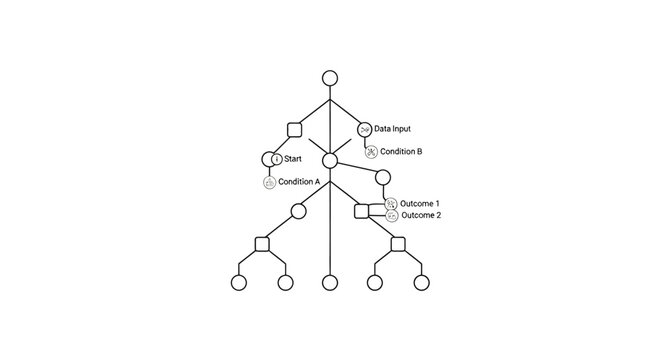 Decision tree flowchart with conditions and outcomes