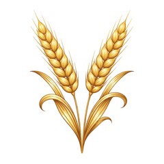 Obraz premium Golden wheat stalks illustration with elegant leaves on a white background