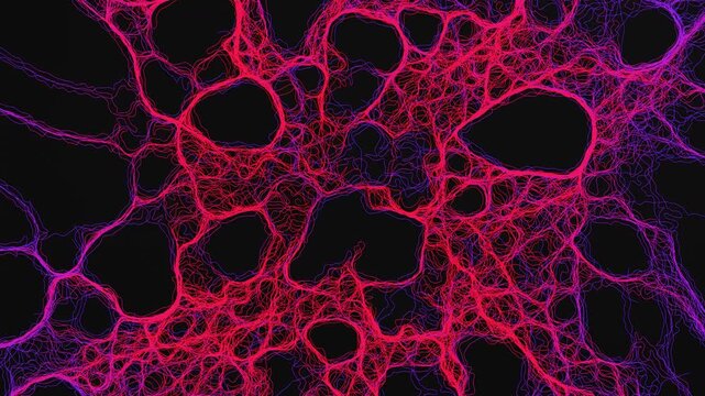 Abstract Red and Purple Radial Filamentous Web Structure