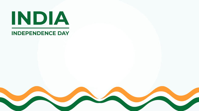 India Independence Day vector background, tricolor wavy border with saffron white and green, minimalist Indian national holiday celebration template