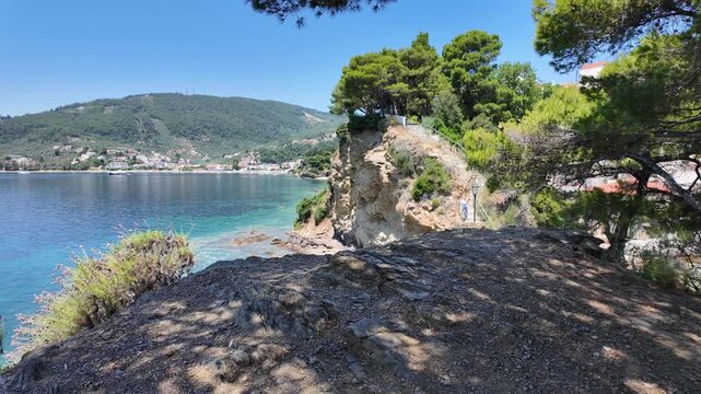 Amazing view of coastline of Skiathos Town, Sporades, Thessaly, Greece