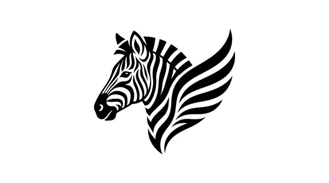 Winged zebra head mascot logo on white background