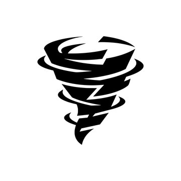 Tornado cyclone storm funnel weather disaster solid black vector