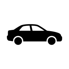 Fototapeta premium Sedan car side view profile black silhouette icon