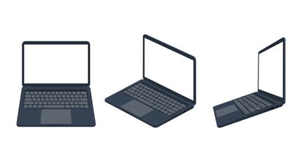 Fototapeta premium Set of Laptop Mockups in Multiple Angles With Blank Screens on White Background.