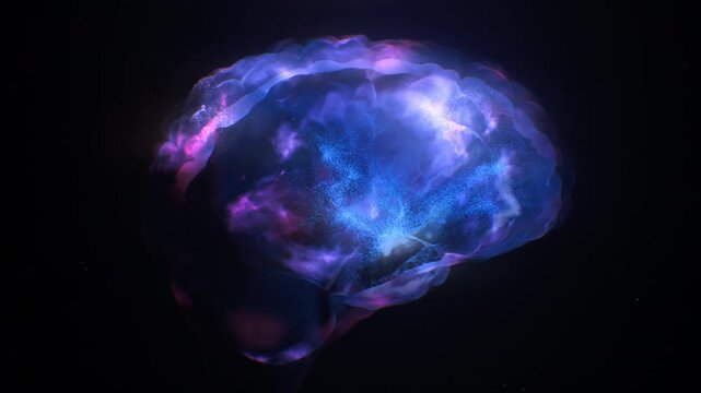 Conceptual Translucent Digital Brain Visualization. Concepts Ai, Agi, Consciousness, Neural Intelligence, Healthy Cognition, Digital Twin Healthcare, Mindfulness and Optimization.
