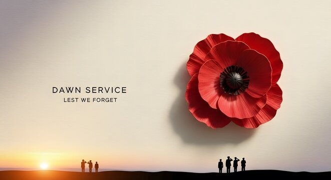 Dawn Service Remembrance Day Poppy Graphic.