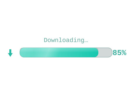 Code deployment progress bar with terminal icon. Isolated transparent PNG loading bar overlay for Photoshop and video.