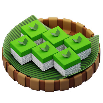 Traditional Indonesian Talam Ketan Cake 3d Illustration