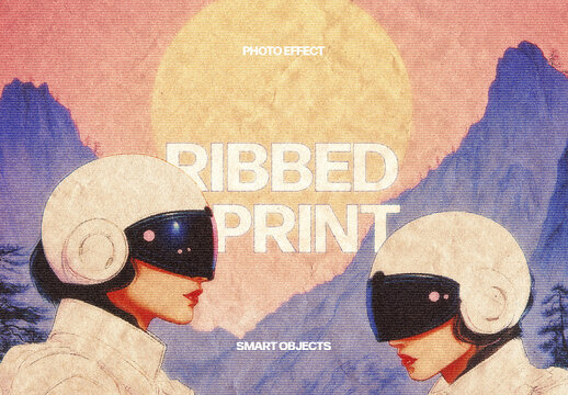 Ribbed Print Photo Effect For Poster And Social Media Design