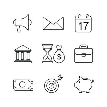 Business people, human resources, office management - thin line web icon set. Outline icons collection. Simple vector illustration
