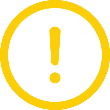 Yellow Circle Exclamation Point Icon Vector Illustration, Yellow Warning Symbol in Circular Outline Button Isolated on White Background