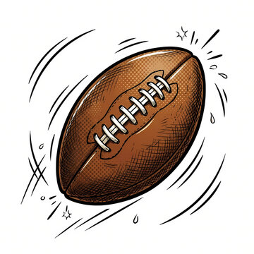 Comic book style american football ball pop art isolated on plain background