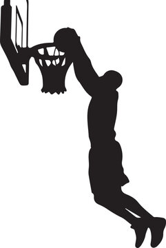 Basketball player dunking silhouette