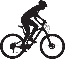 Fototapeta premium Person riding mountain bike silhouette