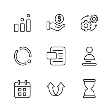 Business people, human resources, office management - thin line web icon set. Outline icons collection. Simple vector illustration