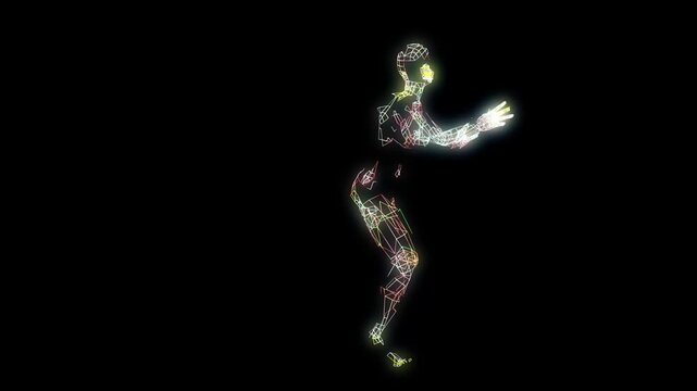 Dancers with lights and particles with emiting lights