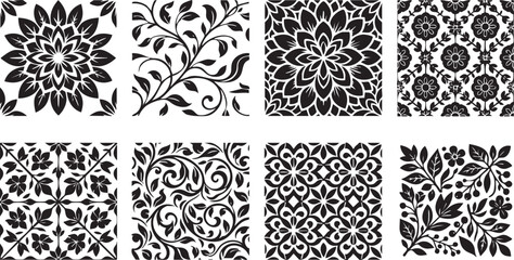Floral Mandala Tile Seamless Pattern Vector Set © MD Earoup