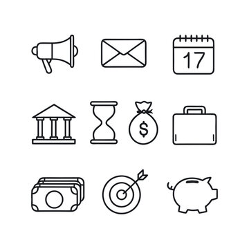 Business people, human resources, office management - thin line web icon set. Outline icons collection. Simple vector illustration