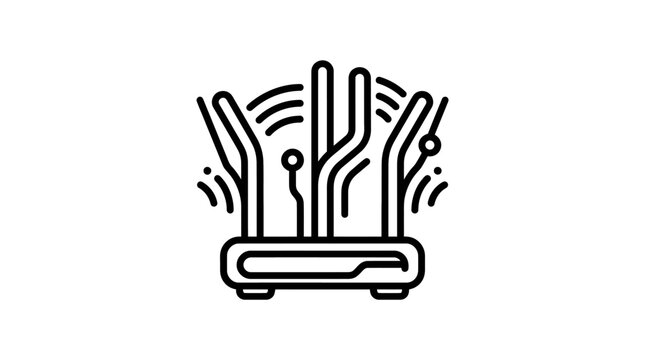 Wireless router broadcasting internet signal with antennas and lights
