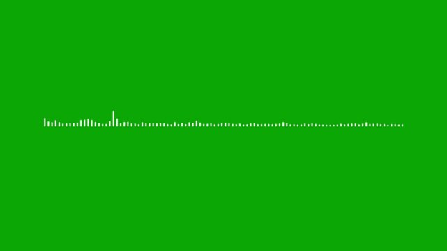 white audio waveform spectrum animation, sound wave visualizer, music equalizer motion, voice frequency lines, green background, seamless loop, 4k video overlay, alpha channel