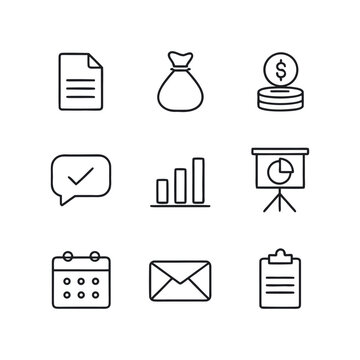 Business people, human resources, office management - thin line web icon set. Outline icons collection. Simple vector illustration