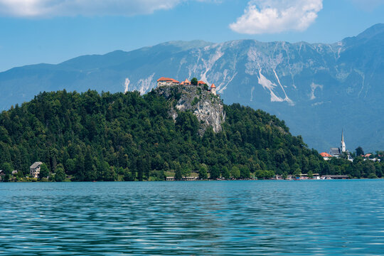 Slovenia, the Lake Bled and the Bled Castle .