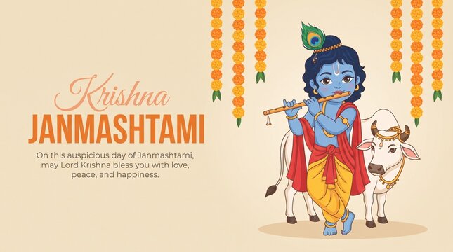 Happy Khrishna Janmashtami and dahi handi Hindu festival of happy shree lord krishna god born with janmashtami text and gradient background. abstract vector illustration design. 