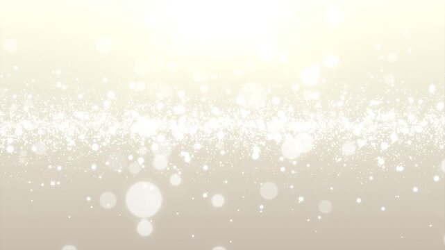 温かみのあるシャンパンゴールド背景に眩しい粒子と大きな丸ボケが煌めくループ動画 4K / Champagne gold background with sparkling particles and large bokeh lights seamless loop 4K