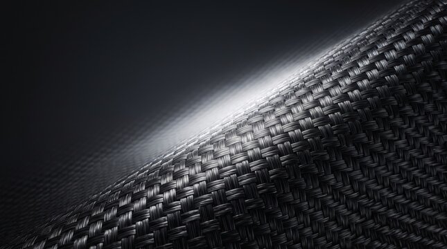 Black woven carbon fiber texture with diagonal light gradient