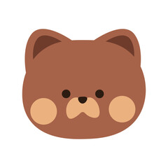 Fototapeta premium Cute brown puppy head in flat style. Children's dog design for printing, clothing, postcards, and books