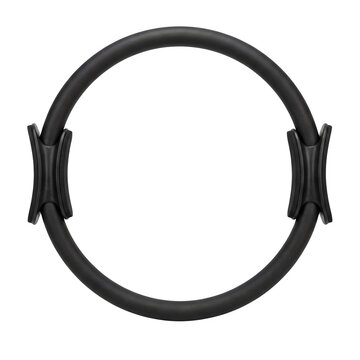 Black Pilates Ring with Ergonomic Handles for Strength Training and Flexibility Exercises PNG Isolated on transparent background
