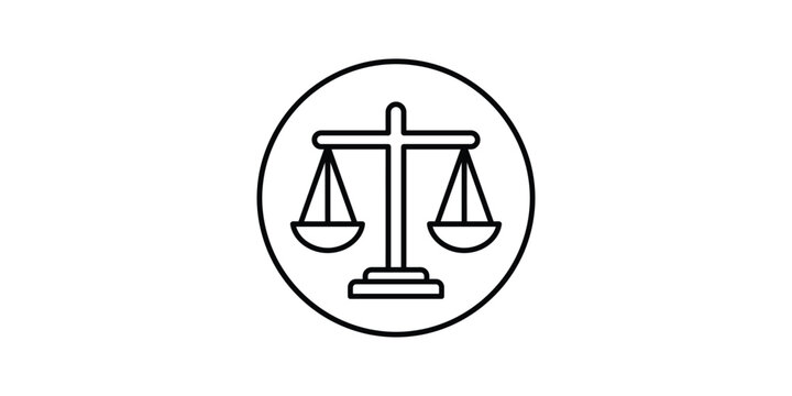 Scales of justice icon legal representation and fair trial symbol