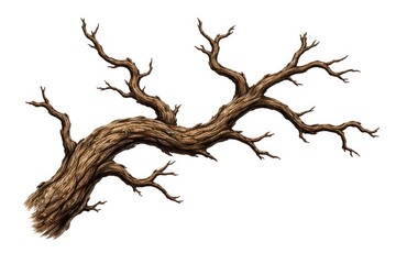 Obraz premium Illustration of a detailed, twisted tree branch.