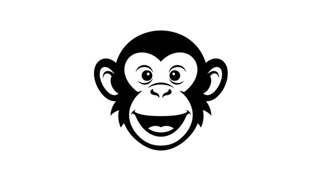 Cartoon monkey head face icon.