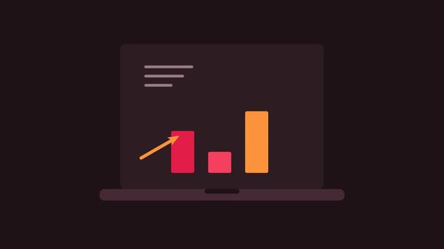 Laptop with analytics motion graphics on green screen for business technology