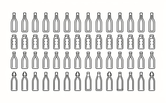 Collection of Various Bottle Shapes and Designs for Graphic and Commercial Use with Transparent Background