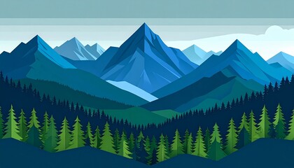 Fototapeta premium Majestic snow-capped mountain range with lush green valley.