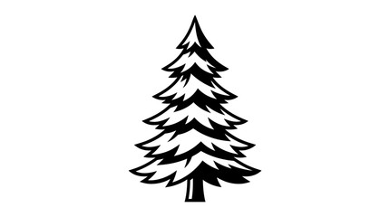 Obraz premium Black and White Pine Tree Woodcut Vector